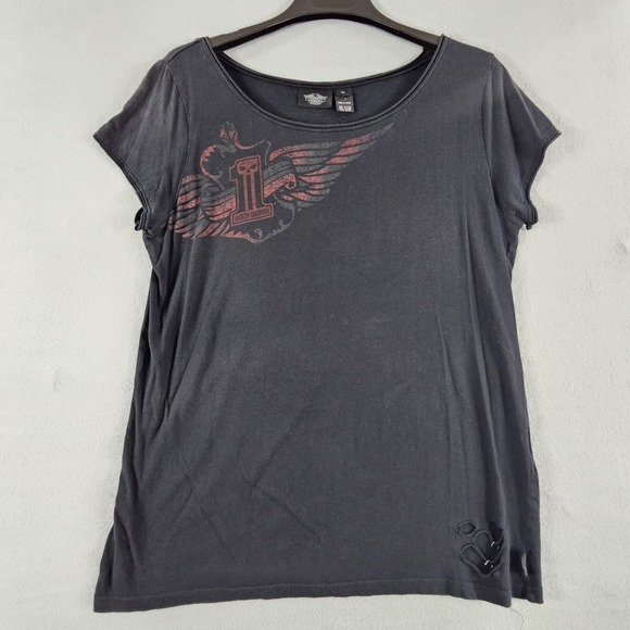 Harley Davidson Shirt Women Extra Large XL Black Motorcycle 1 Skull - Picture 3 of 9